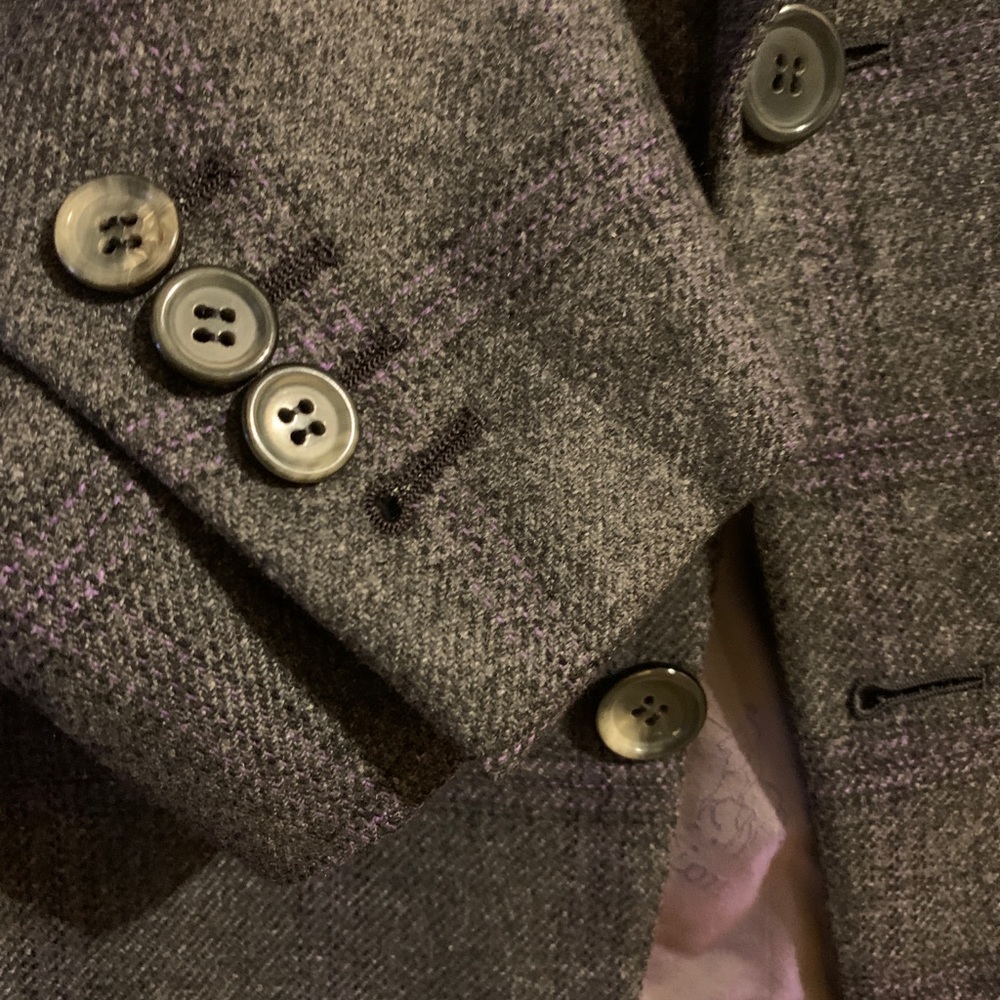 Brioni cashmere grey purple windowpane sportcoat (custom 40R) Italy